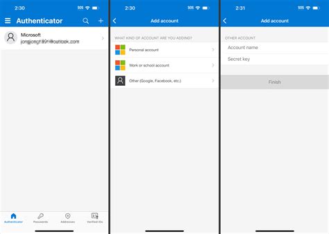 Manually add an account to the Microsoft Authenticator app.